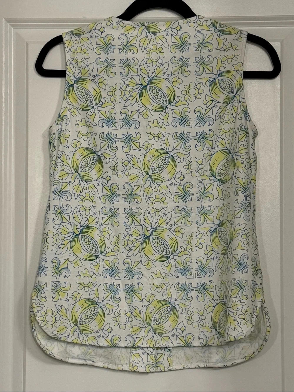 J.McLaughlin XS Addy Sleeveless Linen Button Front Lemon Print Blouse Top - Picture 5 of 7